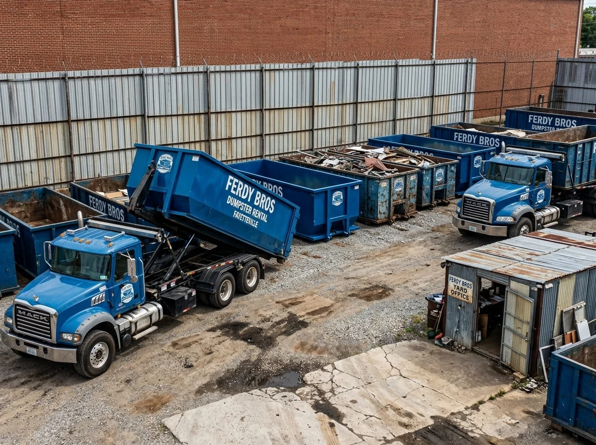 Roll-off dumpster delivered in Elkins, AR by Ferdy Bros Dumpster Rental Fayetteville